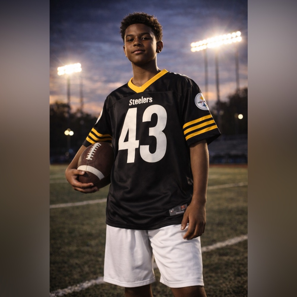Pittsburgh Steelers Troy Polamalu #43 Youth XL 18/20 NFL Jersey NWT Black